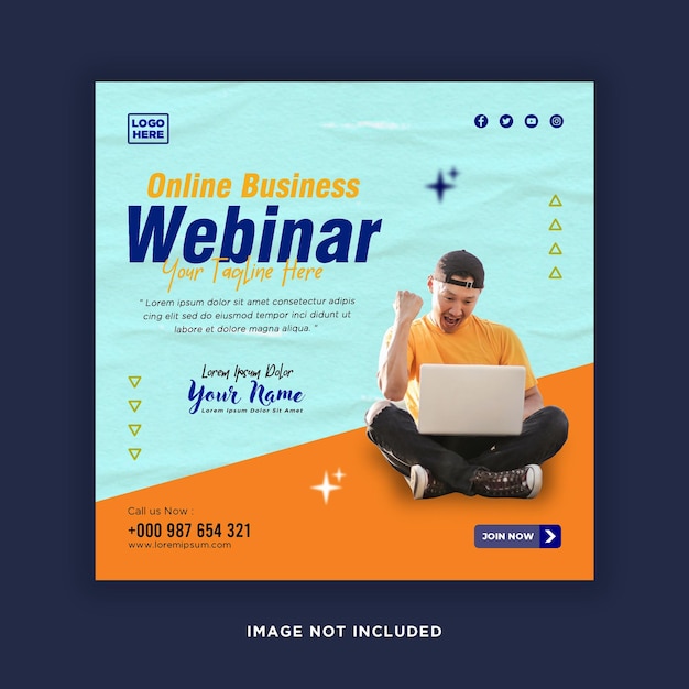 Digital marketing live webinar and corporate social media post or template banner