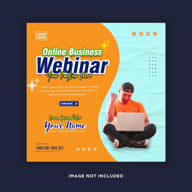 Digital marketing live webinar and corporate social media post or template banner