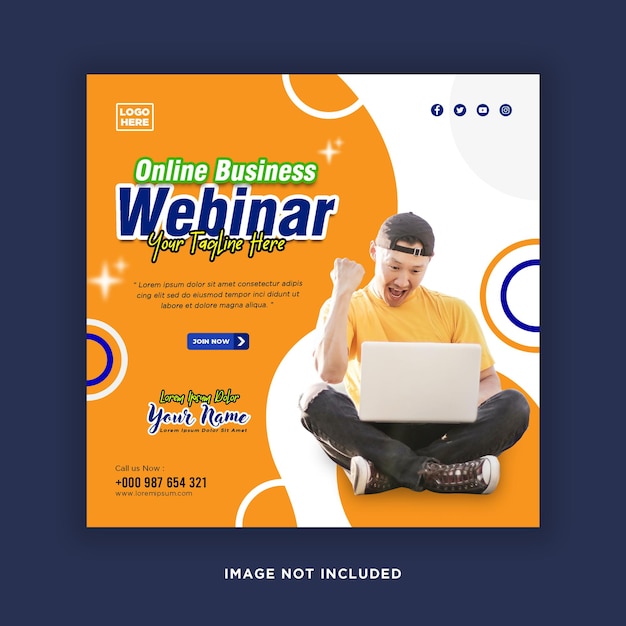 Digital marketing live webinar and corporate social media post or template banner