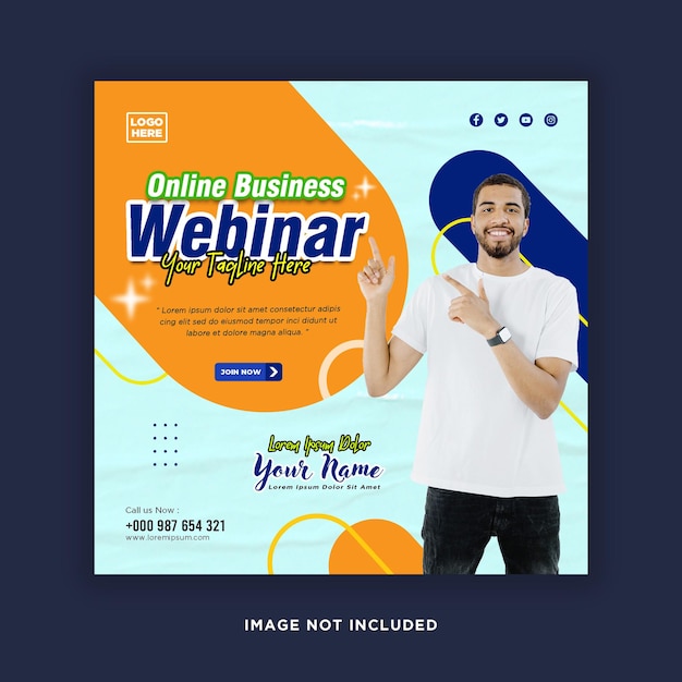 Digital marketing live webinar and corporate social media post or template banner