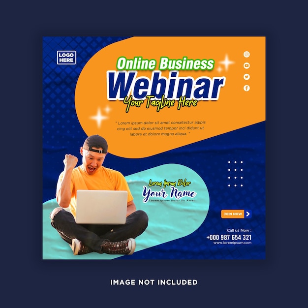 Digital marketing live webinar and corporate social media post or template banner