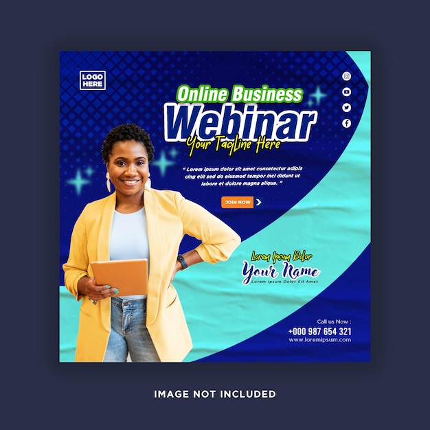 Digital marketing live webinar and corporate social media post or template banner