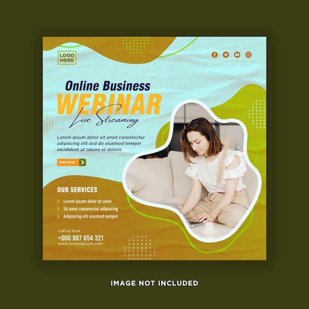 Digital marketing live webinar and corporate social media post or template banner