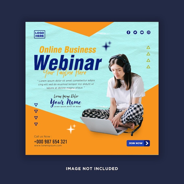 Digital marketing live webinar and corporate social media post or template banner