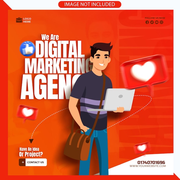 digital marketing live webinar and corporate social media post template