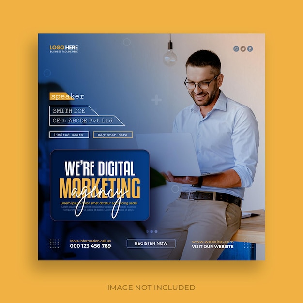 PSD digital marketing live webinar and corporate social media post template