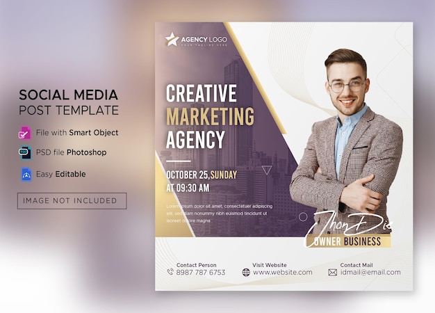 PSD digital marketing live webinar and corporate social media post template