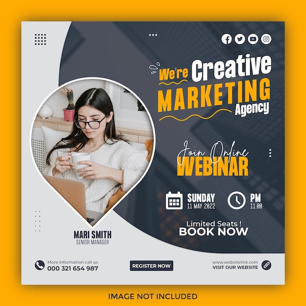 Digital marketing live webinar and corporate social media post template