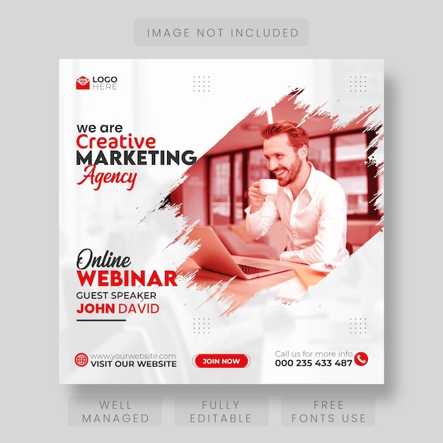 Digital marketing live webinar and corporate social media post template