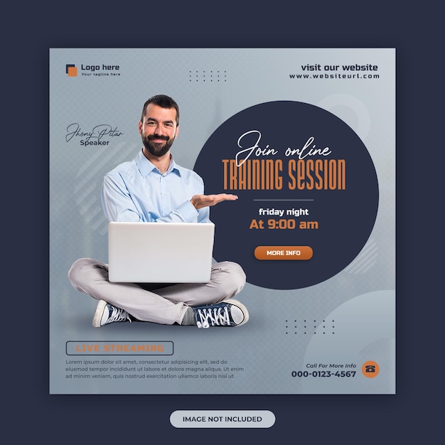 PSD digital marketing live webinar and corporate social media post and web banner design template