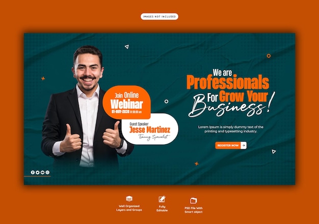 Digital marketing live webinar and corporate web banner template