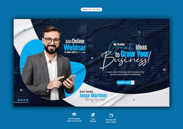 PSD digital marketing live webinar and corporate web banner template