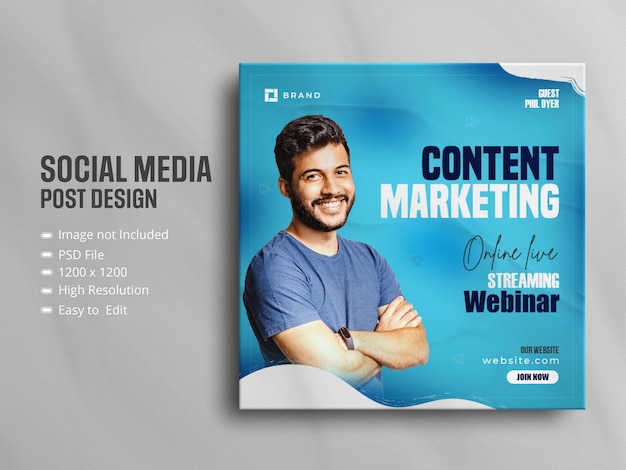 Digital marketing live webinar and minimal corporate social media post