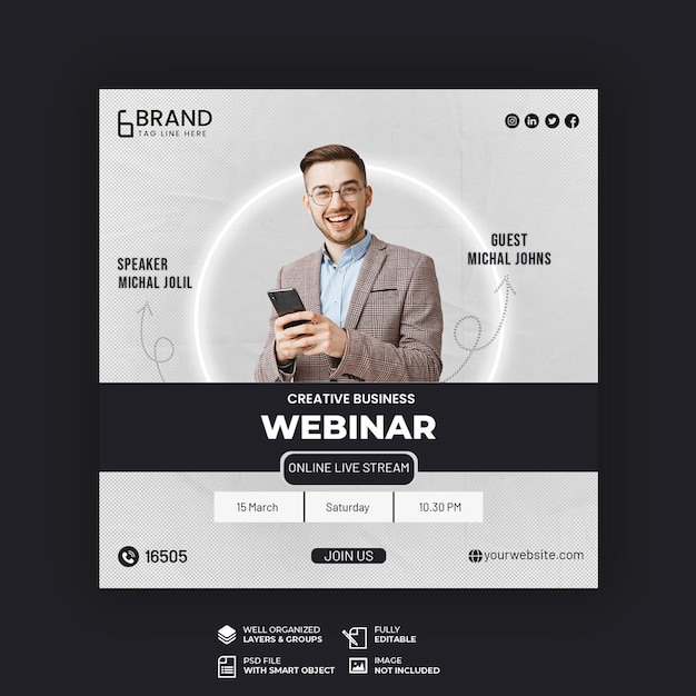 PSD digital marketing live webinar post template