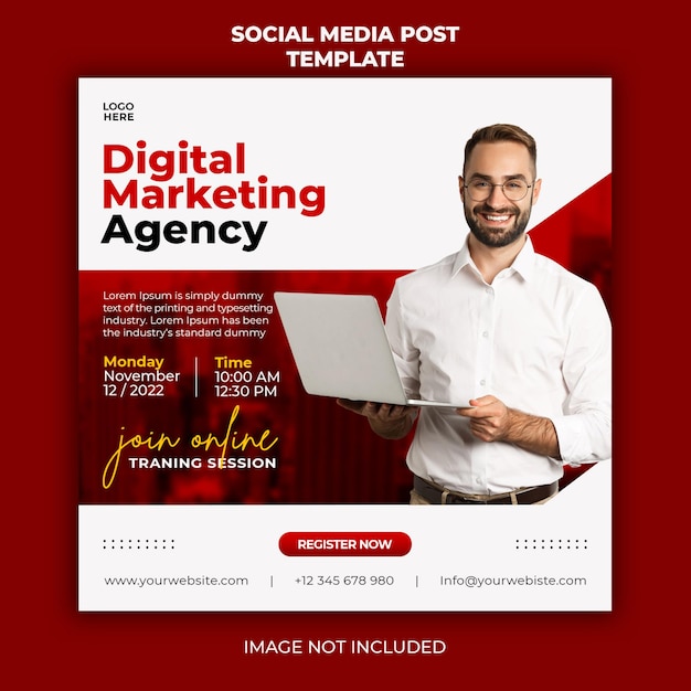 PSD digital marketing live webinar promotion social media post banner template