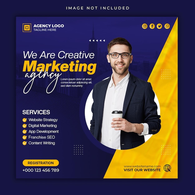 Digital marketing live webinar social media post and corporate business square banner template