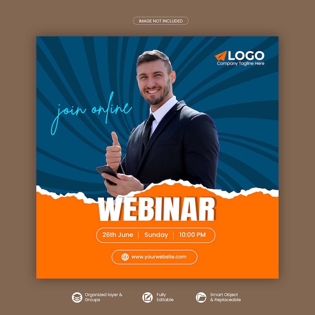 Digital marketing live webinar social media post or square banner or web banner template premium psd