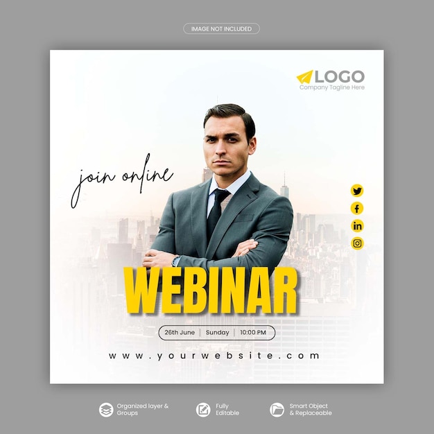 Digital marketing live webinar social media post template Premium Psd