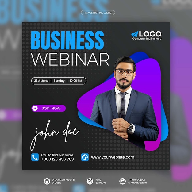 Digital marketing live webinar social media post template Premium Psd