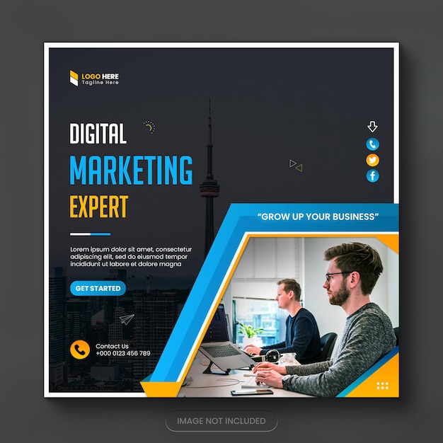 PSD digital marketing new social media post design and new web banner design template