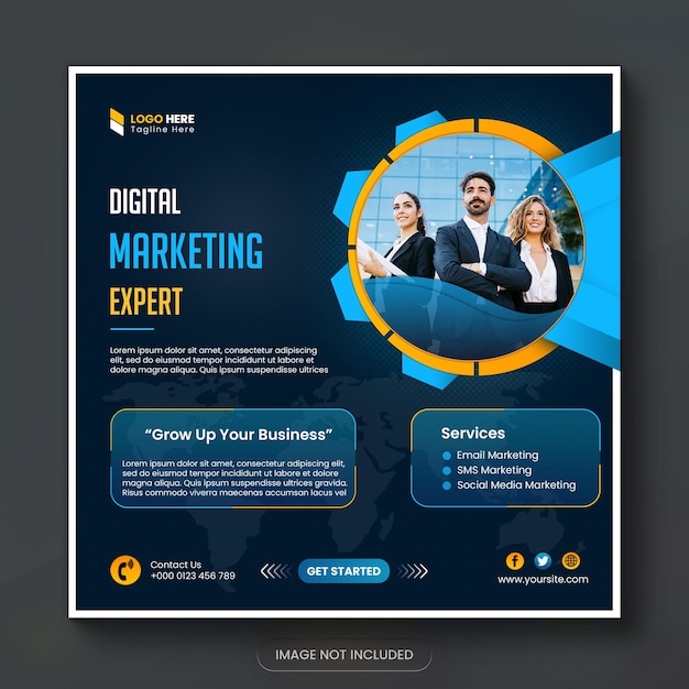 PSD digital marketing new web banner design template and new social media post design template