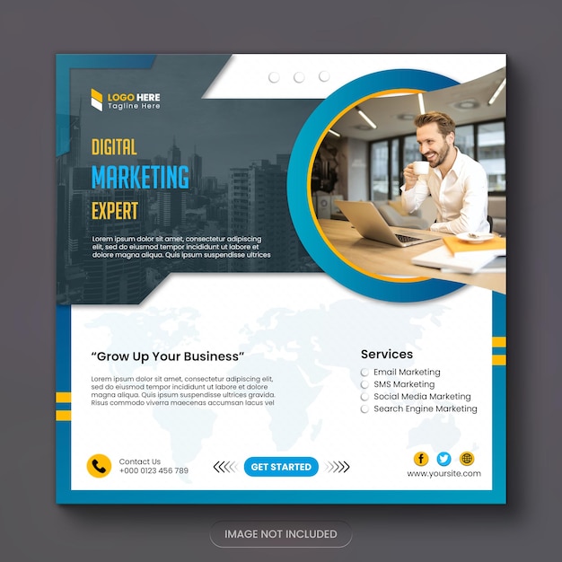 Digital marketing new web banner and new social media post design template