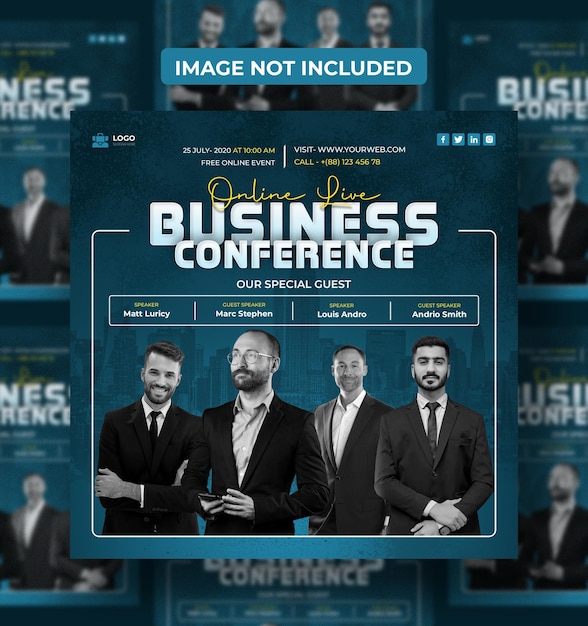 PSD digital marketing online live business conference social media post template premium psd