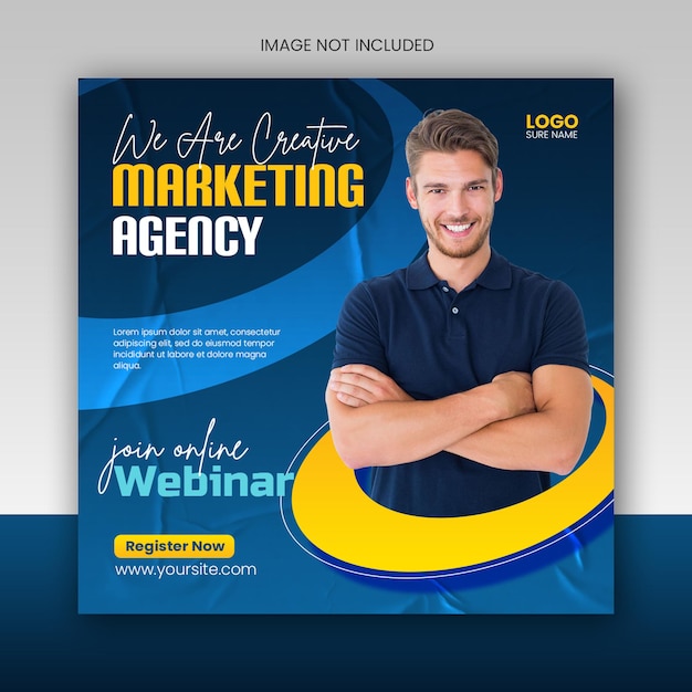 Digital marketing online live webinar social media post square banner design template