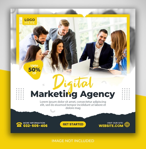 Digital marketing social media ads and instagram corporate post banner or flyer design template