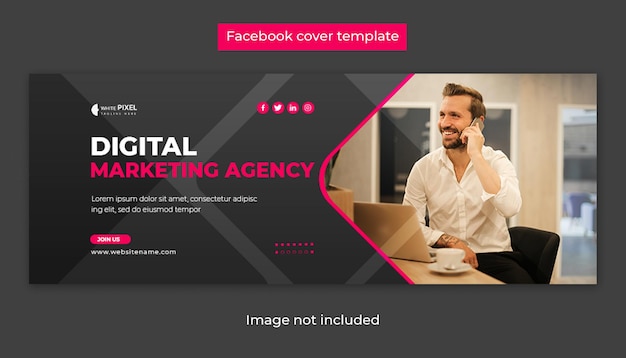 PSD modello di progettazione del post di copertina di facebook dei social media di marketing digitale