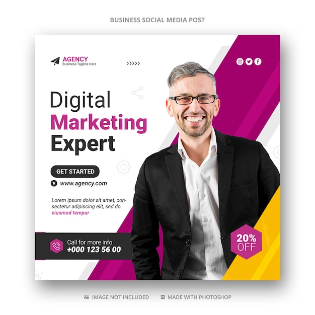 Digital marketing social media instagram post banner template