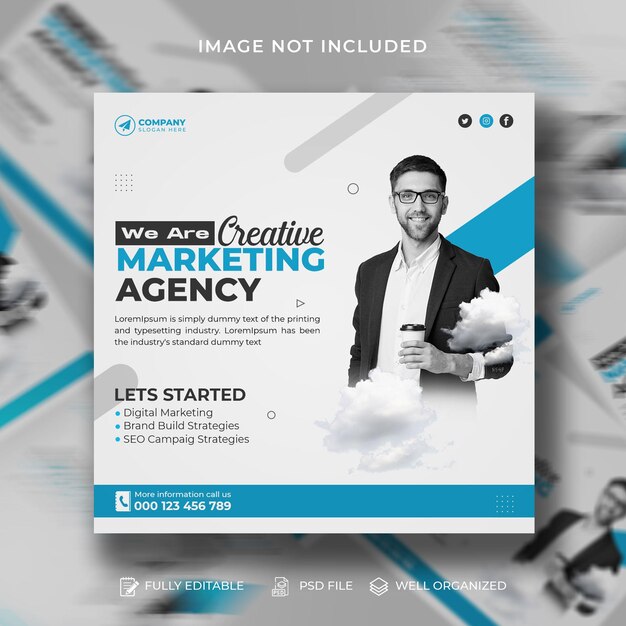 PSD digital marketing social media instagram post design template