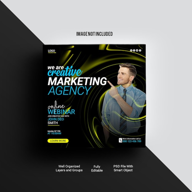 Digital marketing social media and instagram post template banner corporate social media post