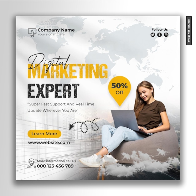 Digital marketing social media post or banner design template