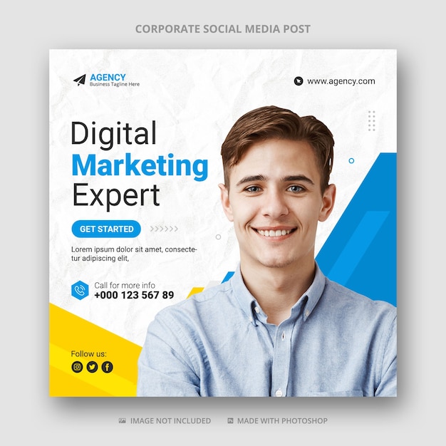 PSD digital marketing social media post banner template