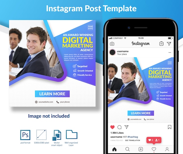 PSD digital marketing social media post template