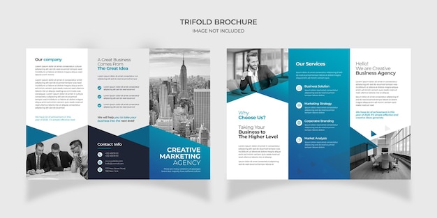 PSD digital marketing tri fold brochure template design
