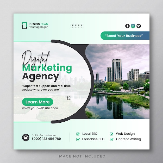 PSD digital marketing web banner and corporate social media post template