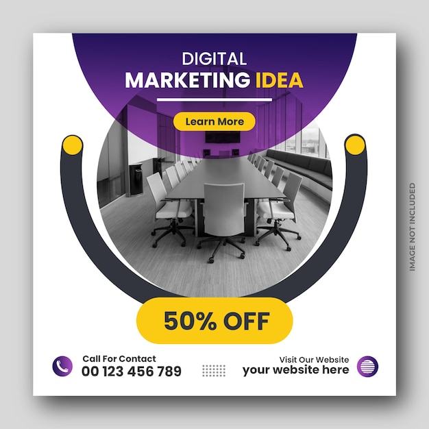 PSD digital marketing web banner and marketing agency instagram post template
