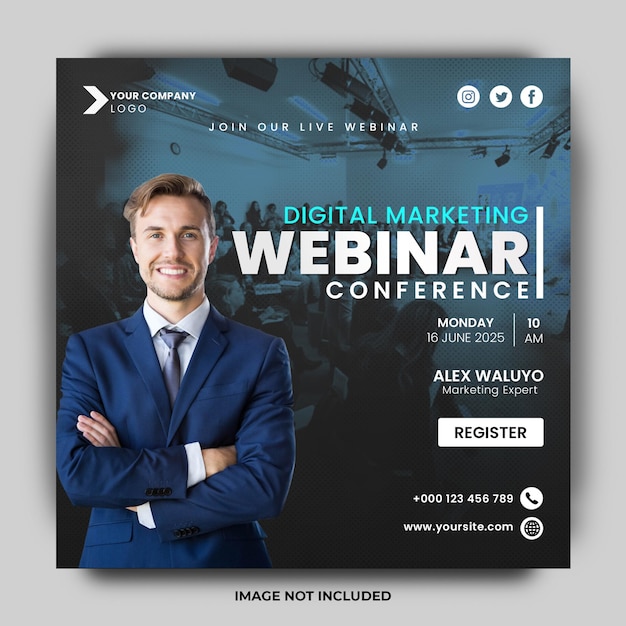 Digital marketing webinar conference social media post template