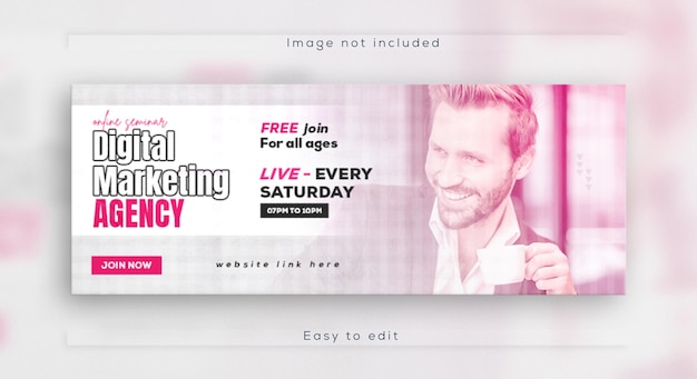 Digital marketing webinar online business conference web banner and facebook cover template design