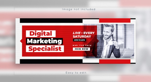 PSD digital marketing webinar online business conference web banner and facebook cover template design