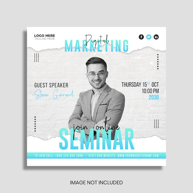 Digital marketing webinar social media post template premium psd