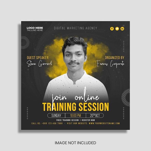 Digital marketing webinar social media post template Premium PSD