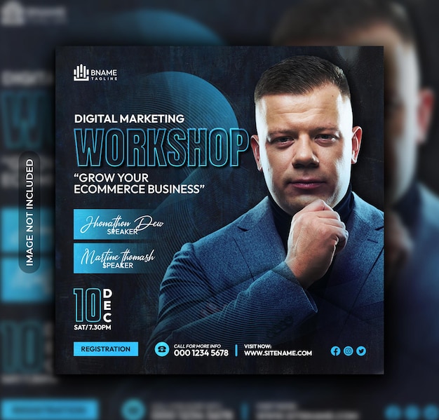 PSD digital markteing  workshop social media post banner template