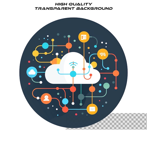 PSD visualizzazione concettuale della mente digitale delle reti cerebrali su uno sfondo trasparente