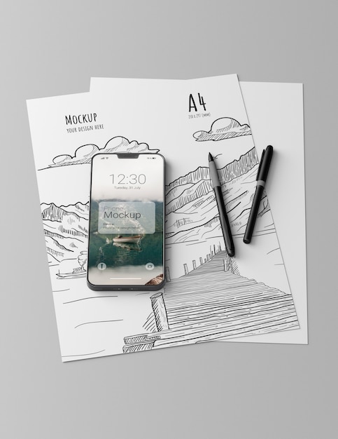 Digital mobile phone screen mockup