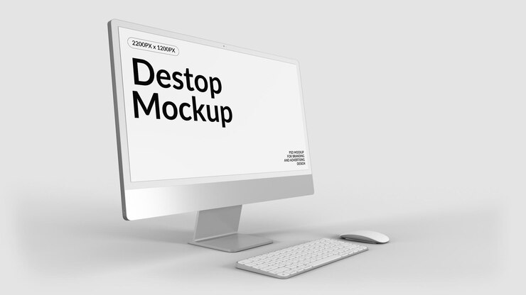 PSD digital mockup side view imac screen