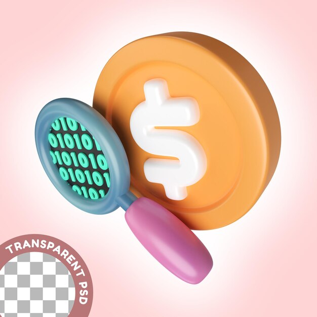 PSD digital money 3d illustration icon