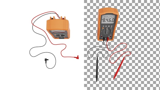 PSD digital multimeter top view without shadow 3d render